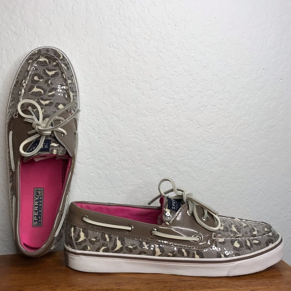 Sperry Shoes - Sperry Leopard Top Sider Sequin Gray Boat Shoes